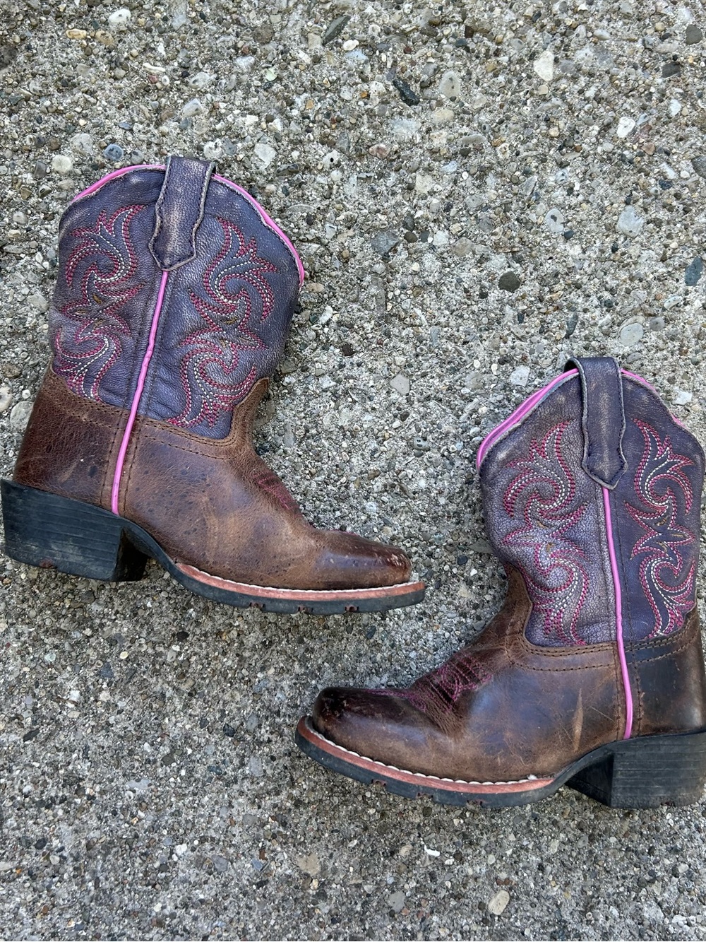 Dan Post Brown Leather Western Cowboy Boots Pink Embroidered Size 10D Majesty